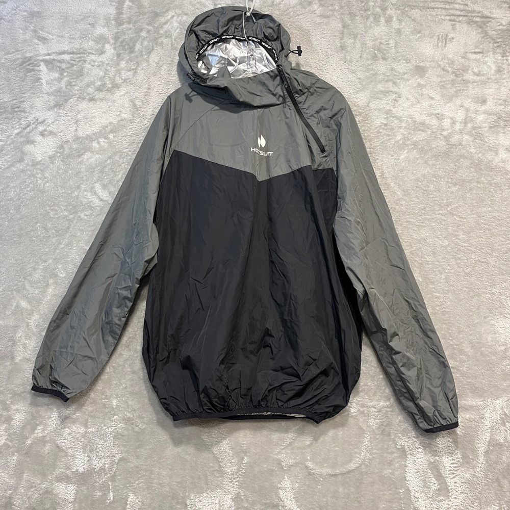 Hotsuit Sauna Jacket Men XL Gray Black Hooded Pullover Weight Loss Training